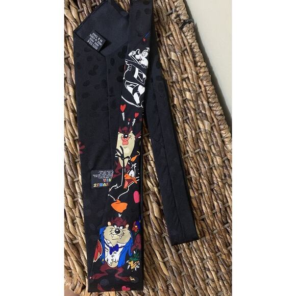 Vintage Looney Tunes Mania Silk Tie Men's Geometric Cartoon Theme - Picture 6 of 7